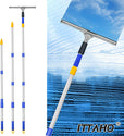 ITTAHO Upgraded 53" Long Extension Pole for Window Squeegee, Adjustable 3 Piece Extendable Pole with 2 Type of Removable Adaptors for Paint Roller, All Household Cleaning Tools - ITTAHO