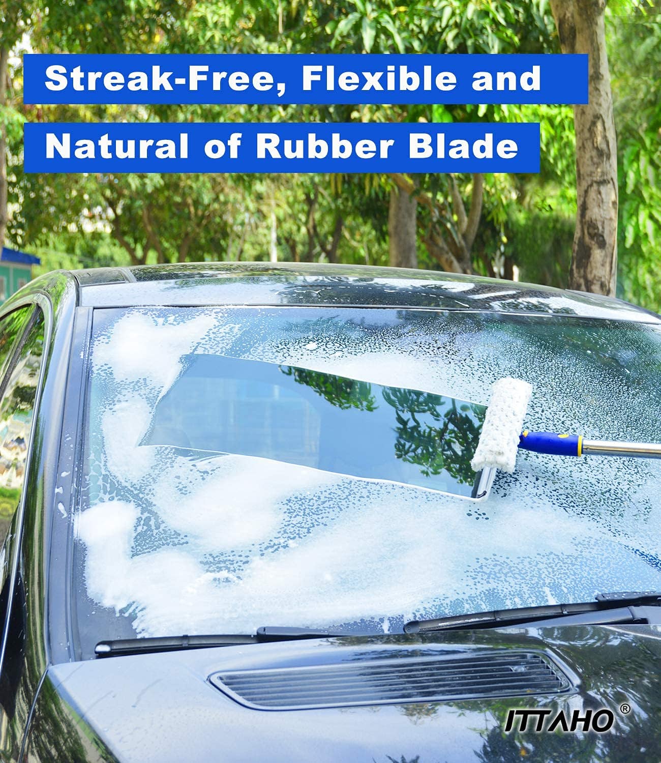 Double Sided Window Squeegee with 53 inch Stainless Steel Pole – ITTAHO