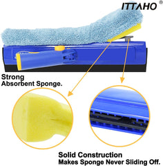 ITTAHO Heavy Duty Car Wash Brush with Long Handle, Swivel Window Squeegee and Microfiber Scrubber Combo for Glass RV Deck Solar Panel Clean-10 Inch Window Washing Kit - ITTAHO