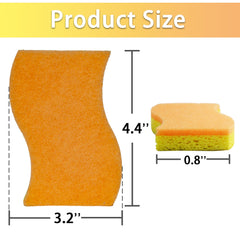 ITTAHO 12 Pcs Kitchen Cleaning Sponges, All-Purpose Non-Scratch S-Shape Scrubbing Sponge, Orange+Yellow - ITTAHO