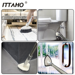 59 Tub Tile Scrubber, ITTAHO Stiff Bristles Cleaning Brush+Sponge wit