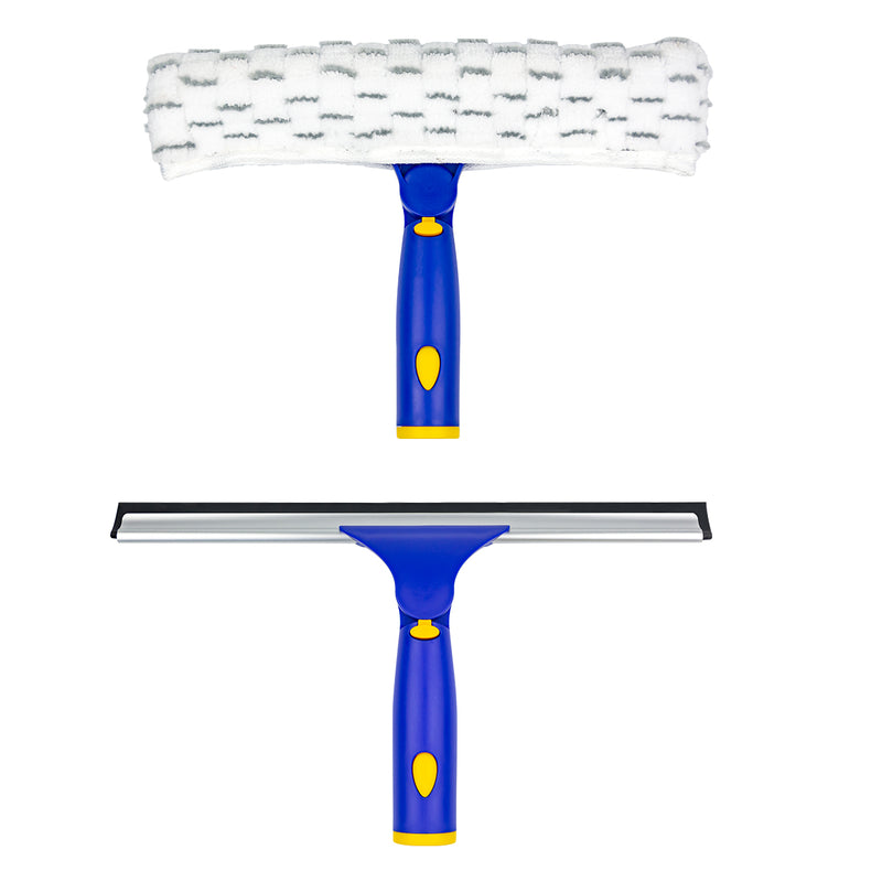 ITTAHO Squeegee and Microfiber Scrubber Combo for Window, Car Windshield, Shower Glass Door Cleaning-Swivel Style (Extension Pole Sold Separately) - ITTAHO