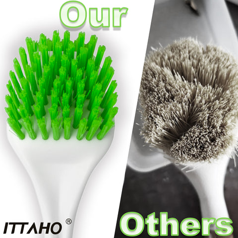 ITTAHO Dish Brush with Soap Dispenser & 3 Pack Dishwashing Sponge Refills,  Grey