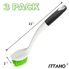 ITTAHO Dish Scrubber Set, Kitchen Brush for Cleaning with Scraper Edge - 3 Pack