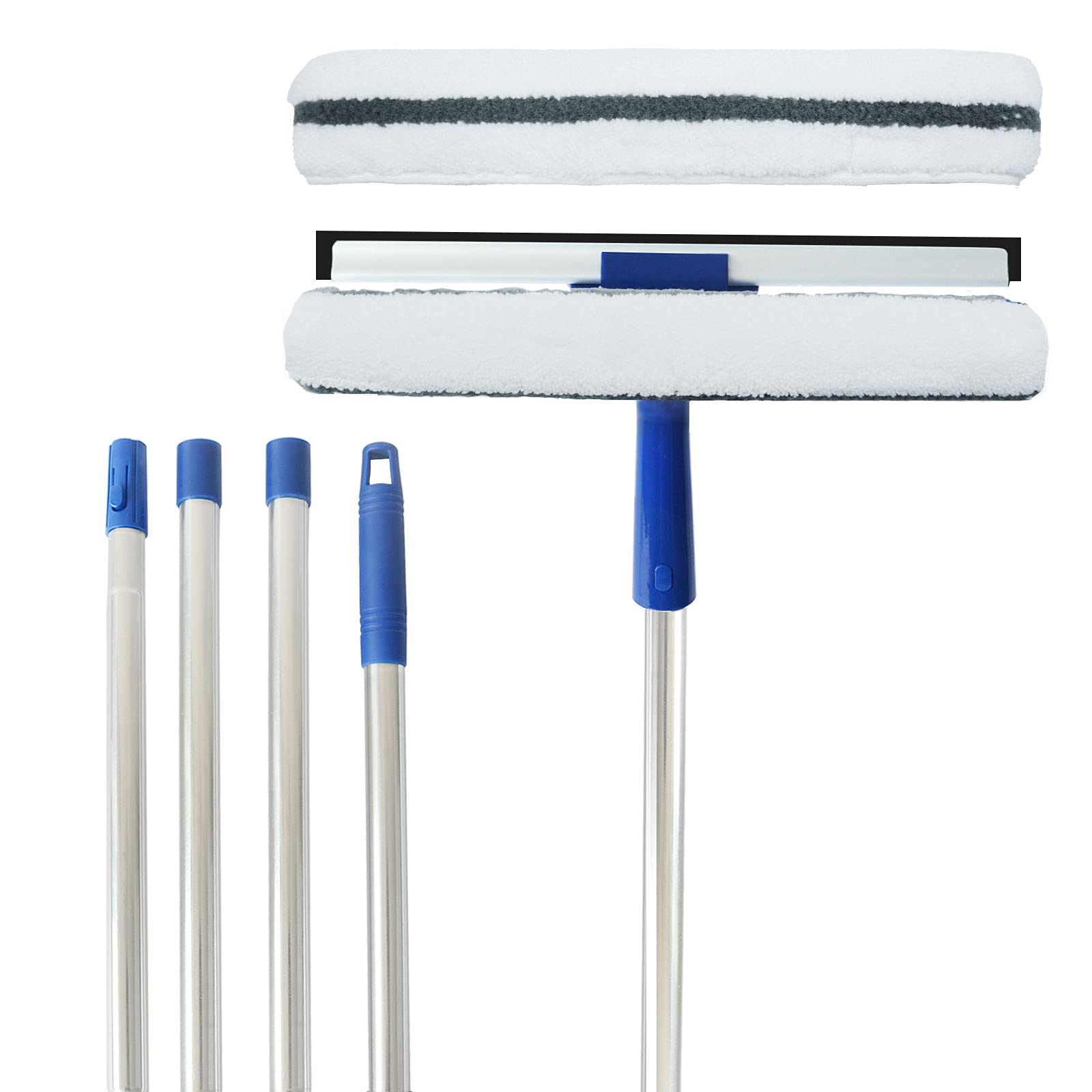 ITTAHO All Purpose Window Squeegee with 58 Long Handle + 2 Microfiber Pads